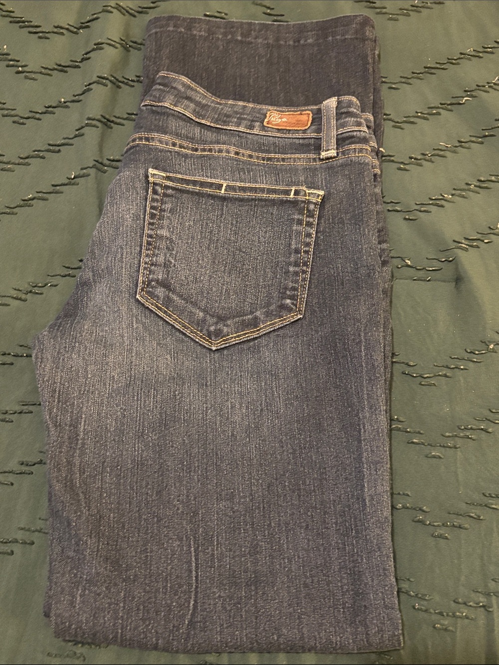 PAIGE Straight Leg Jeans in Dark Indigo Blue